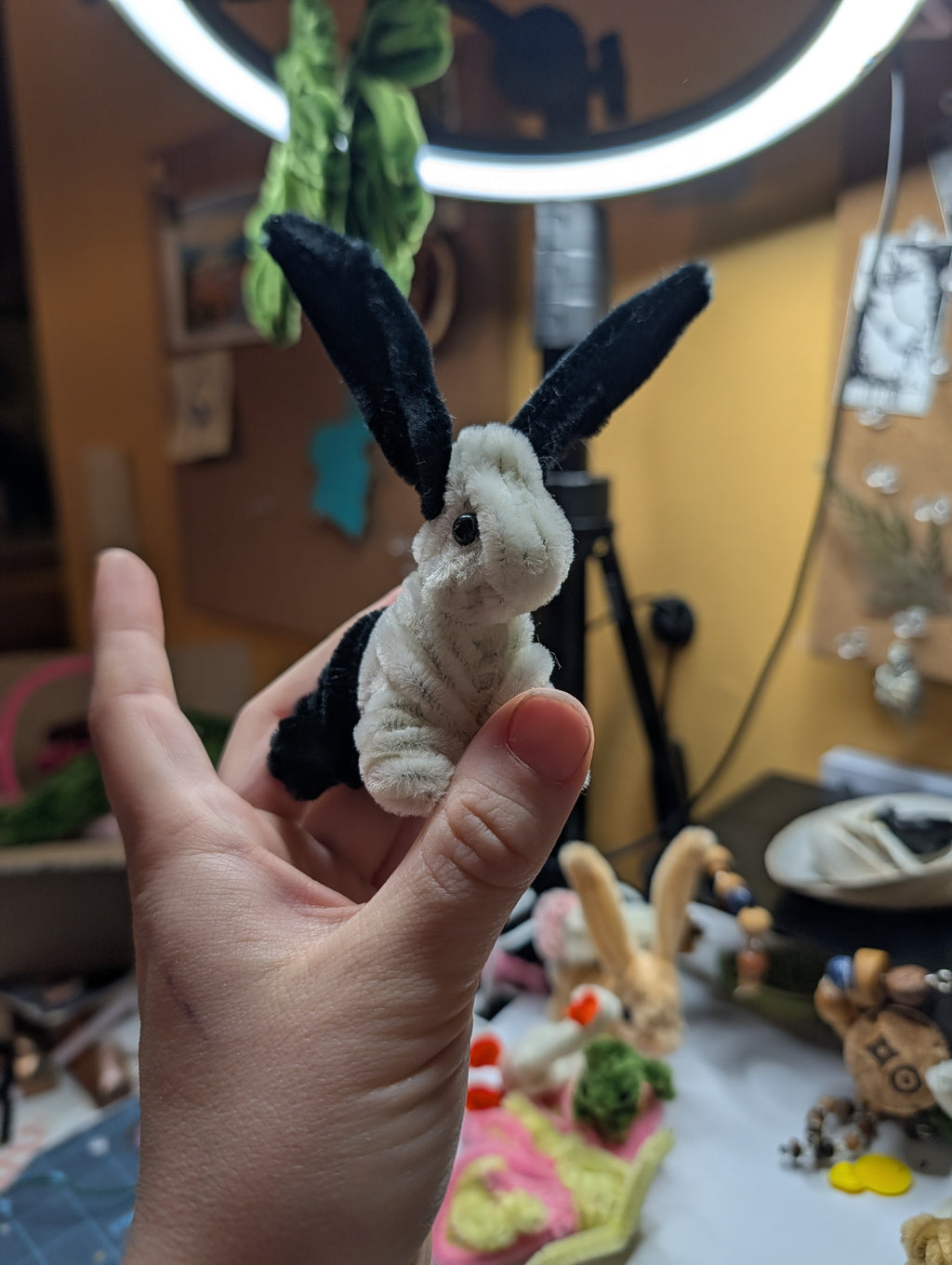 Handmade Pipe Cleaner Bunny — Made to Order — Choose Your Color — Cottagecore Desk Decor