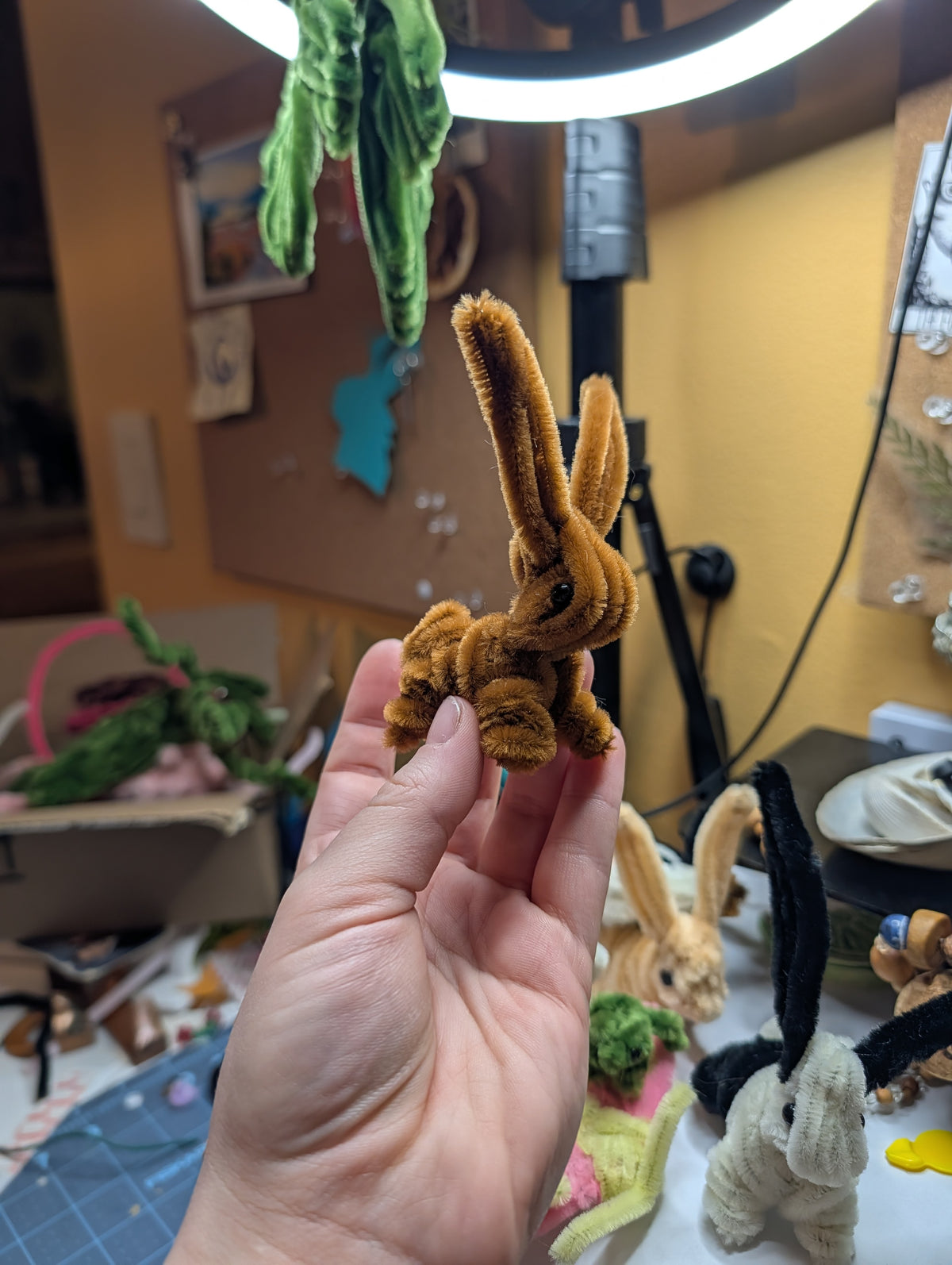 Handmade Pipe Cleaner Bunny — Made to Order — Choose Your Color — Cottagecore Desk Decor