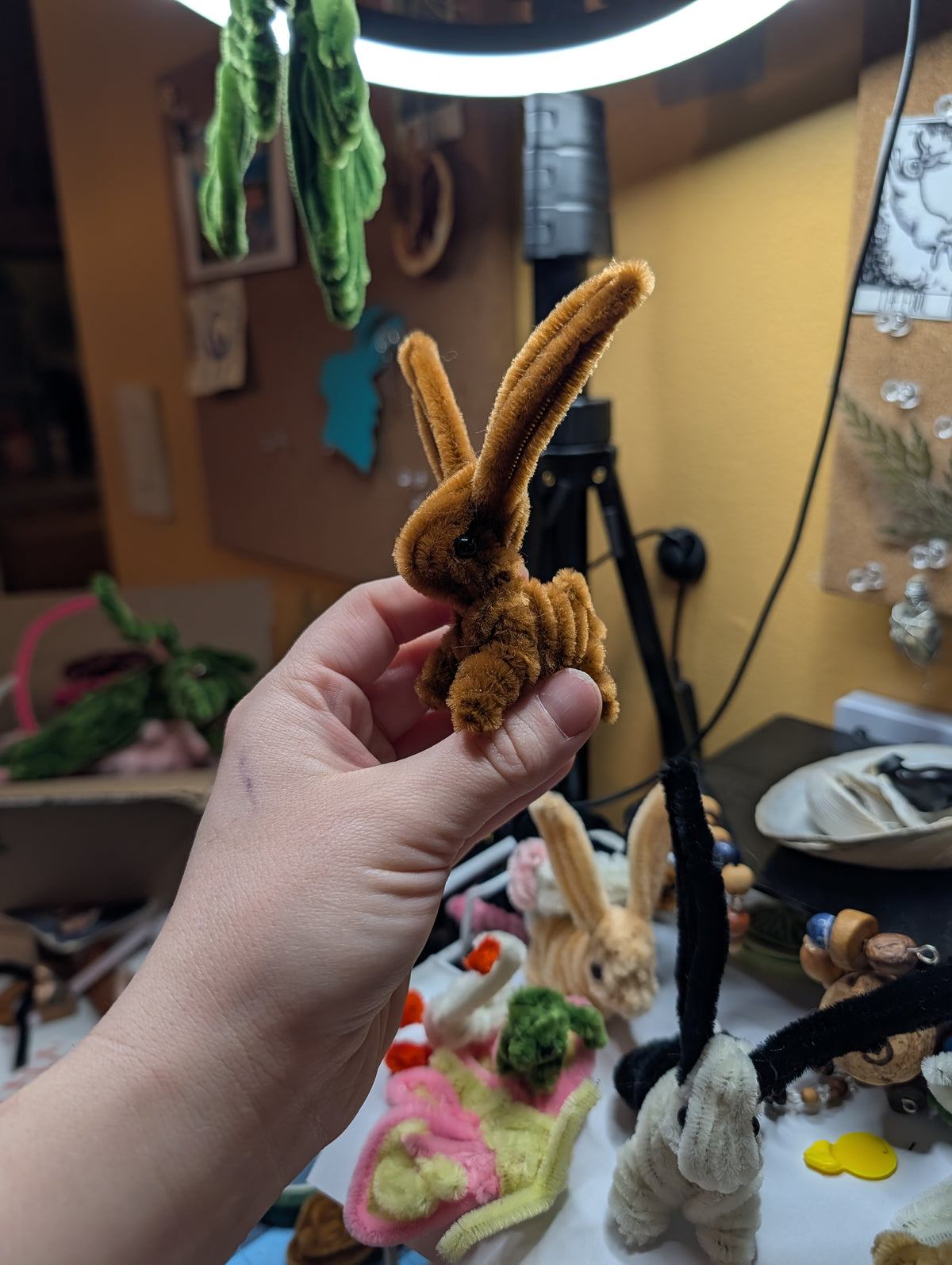 Handmade Pipe Cleaner Bunny — Made to Order — Choose Your Color — Cottagecore Desk Decor