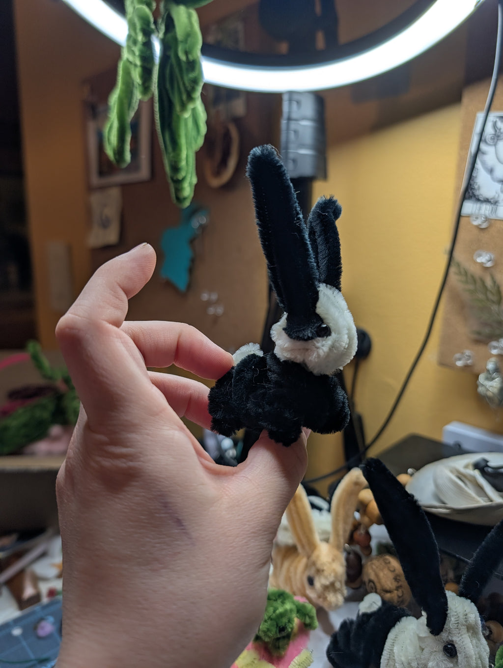 Handmade Pipe Cleaner Bunny — Made to Order — Choose Your Color — Cottagecore Desk Decor