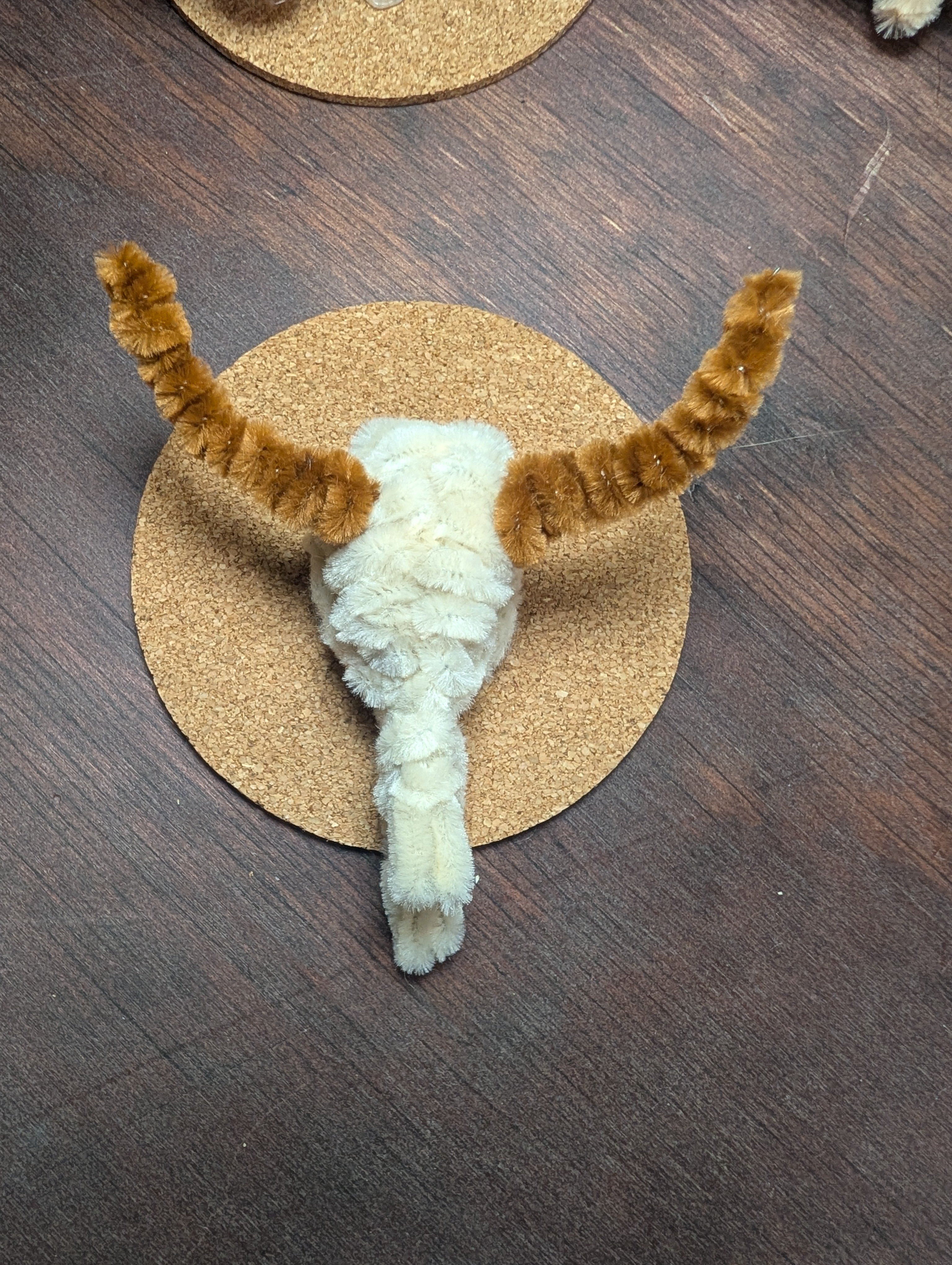🌿 Handmade Pipe Cleaner Longhorn Skull with Floral Crown — One of a Kind